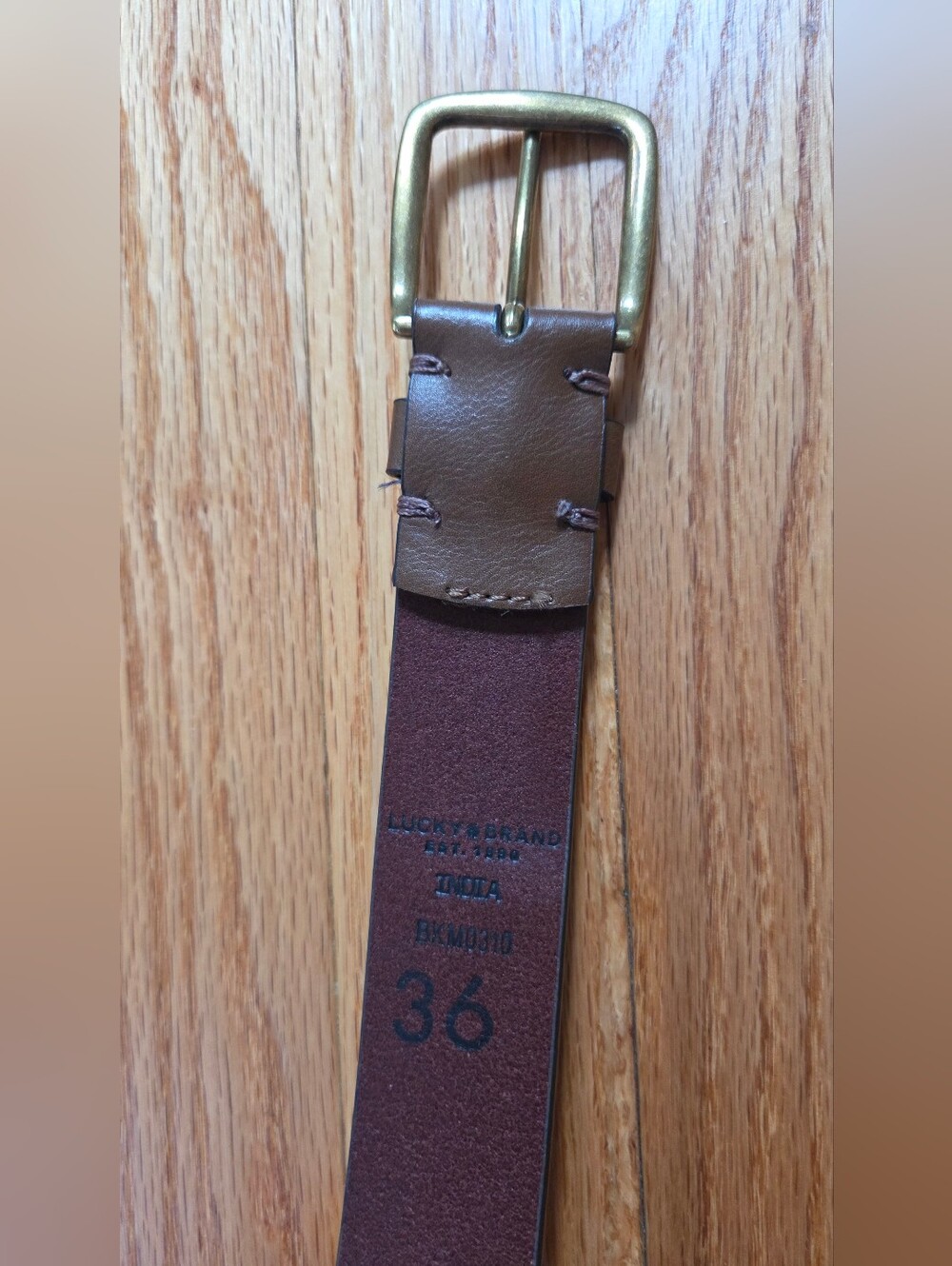 Lucky Brand Classic Leather Belt – Brown & Brass – Size 36 (NWOT) - Picture 5 of 7